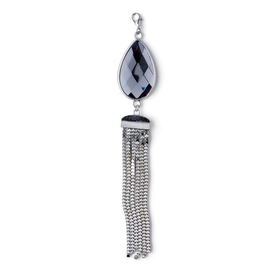 Silver Chain Tassel With Teardrop Crystal by hildie & jo, , hi-res, image 2