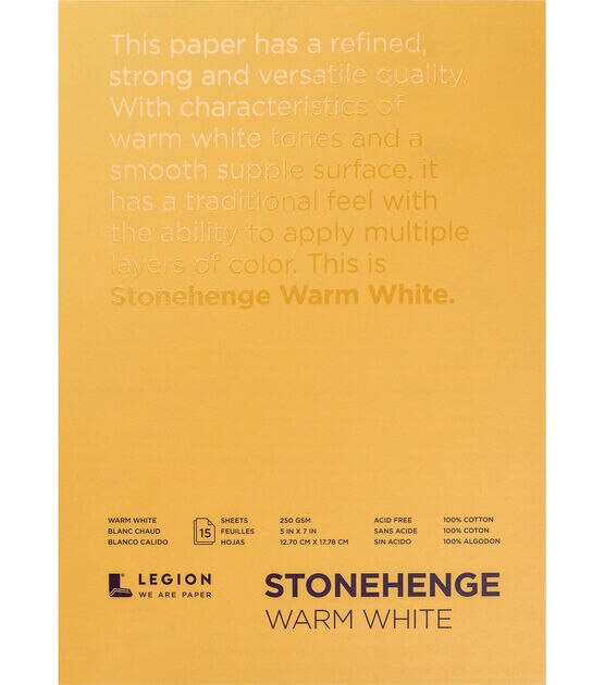 Legion Paper Stonehenge 15 sheet 5''x7'' 90 lb Paper Pad Warm White