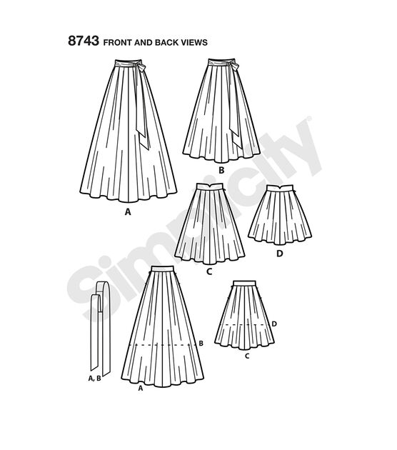 Simplicity Pattern S8743  Misses Pleated Skirt Size R5 (14-16-18-20-22), , hi-res, image 4