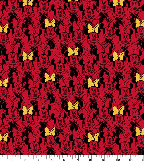 Disney Knit Fabric Minnie Mouse on Red