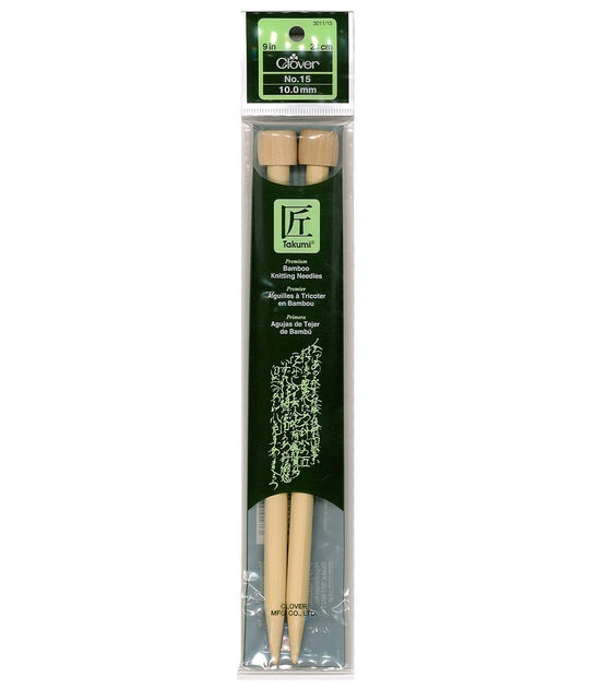 Clover 9 Bamboo Size 15 Single Point Knitting Needle Set