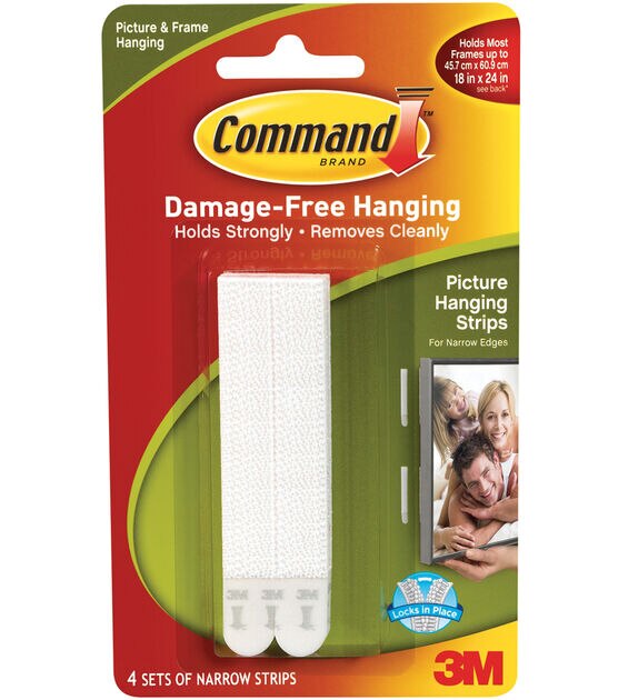 Command 4pk White Narrow Picture Hanging Strips