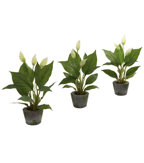 Nearly Natural Spathiphyllum with Cement Planter