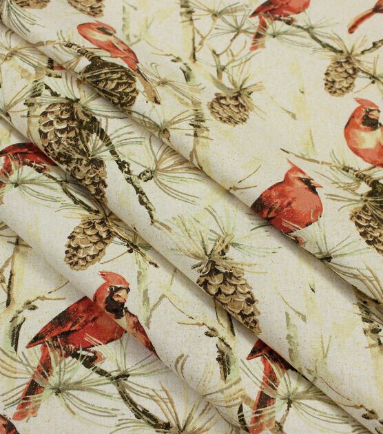 Cardinals & Pinecones Christmas Cotton Fabric, , hi-res, image 2