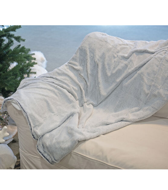 Northlight Ash Gray Plush Rectangular Throw Blanket 55" x 62", , hi-res, image 4