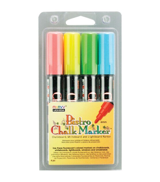 Marvy Uchida Fluorescent Broad Point Tip Bistro Chalk Markers, , hi-res, image 1