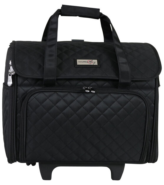 Teacher Rolling Tote, Black Quilted