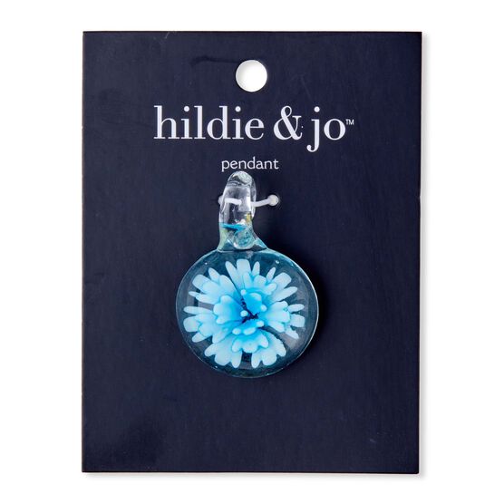 29mm Turquoise Flower Round Glass Pendant by hildie & jo