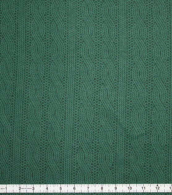 Green Knit Stitch Pattern Super Snuggle Christmas Flannel Fabric