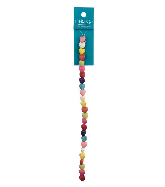 7" Multicolor Howlite Stone Heart Strung Beads by hildie & jo