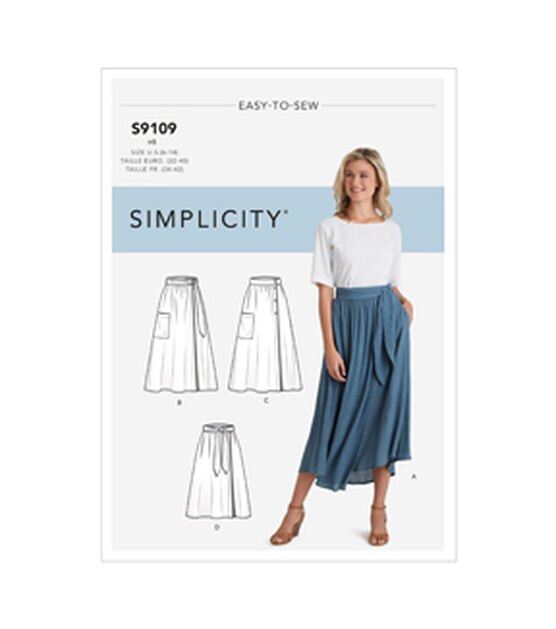 Simplicity S9109 Size 6 to 14 Misses Wrap Skirts Sewing Pattern
