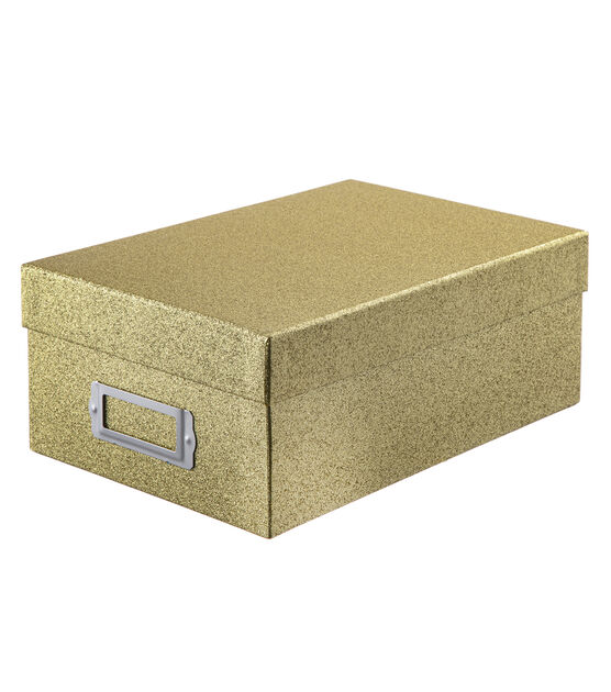 Park Lane Glitter Photo Storage Box - Gold