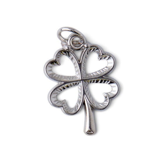 1" Silver Open Shamrock Charm by hildie & jo, , hi-res, image 2
