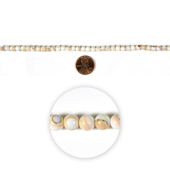 14" Natural Ivory Round Shell Strung Beads by hildie & jo