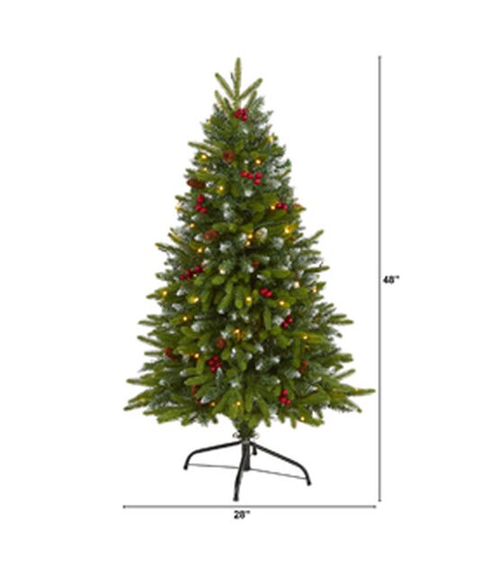 Nearly Natural 4' Pre Lit Snowy Tipped Portland Spruce Christmas Tree, , hi-res, image 2