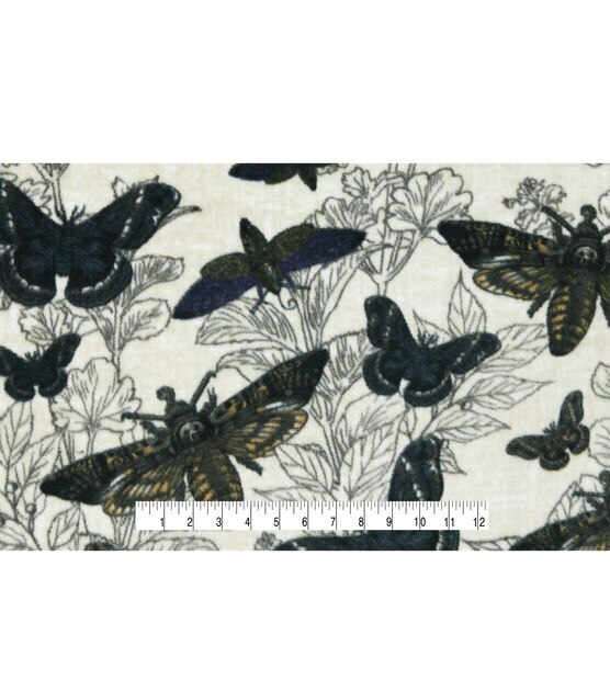 Black Butterflies & Moths Anti Pill Fleece Fabric, , hi-res, image 4