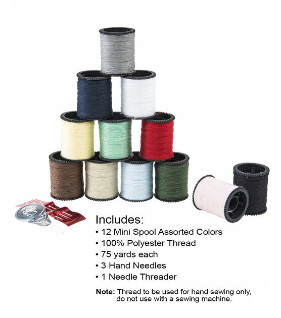 SINGER 100% Polyester Hand Sewing Thread, Assorted Colors, 10 Yds Each - 24  Count 