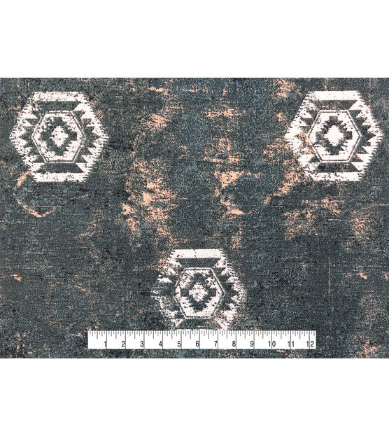 Octagon On Dark Green Cotton Canvas Fabric, , hi-res, image 4