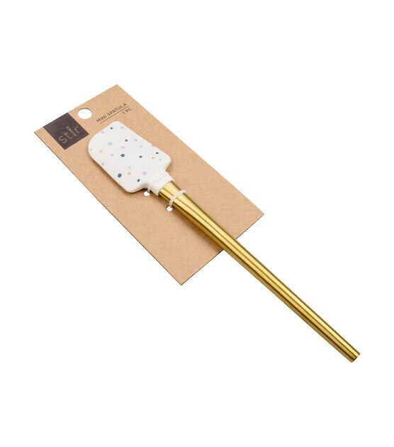 9" White Silicone Spatula With Gold Handle by STIR, , hi-res, image 2