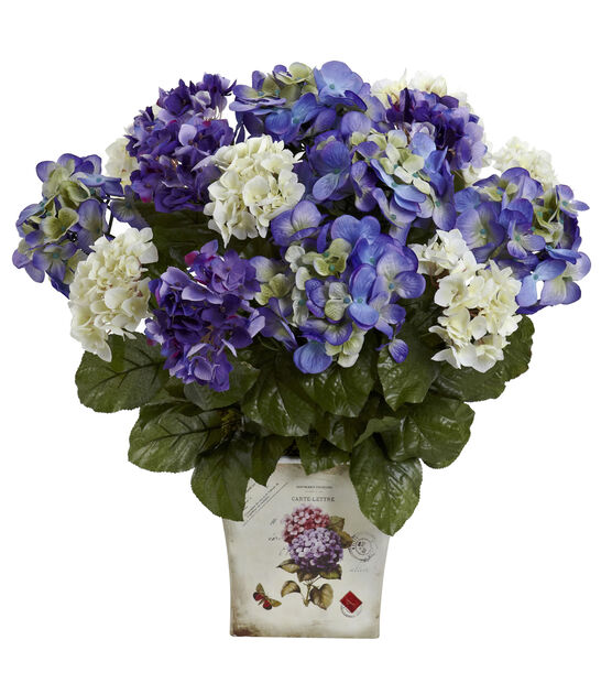 Nearly Natural Mixed Hydrangea with Floral Planter