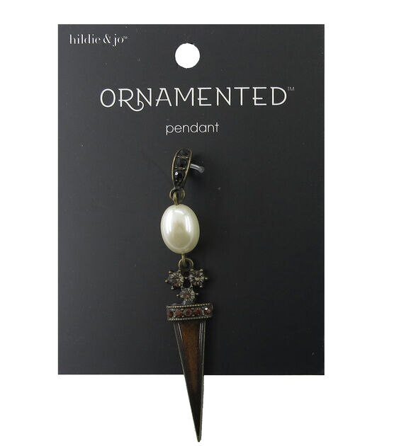 hildie & jo Ornamented Spike Antique Gold Pendant Oval Pearl