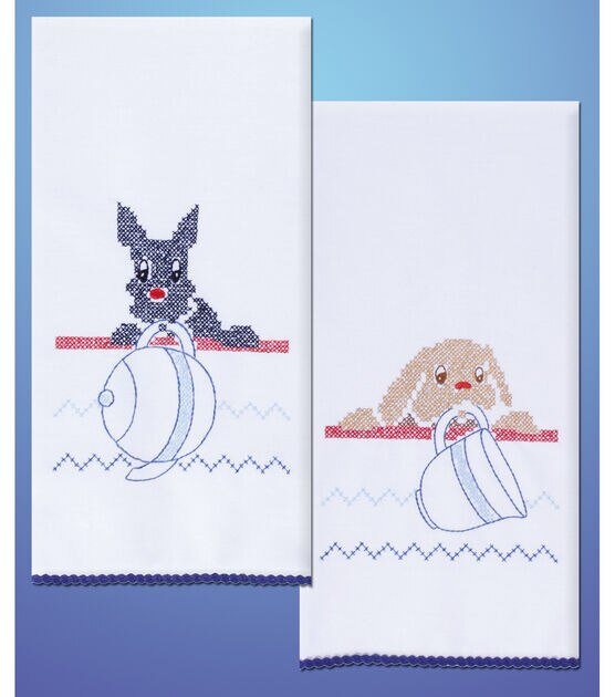 Tobin 17" x 30" Dogs Stamped Embroidery Kitchen Towels 2ct