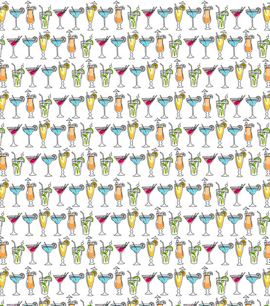 Micro Cocktails Novelty Cotton Fabric