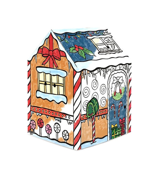 38" Gingerbread Cardboard House Coloring Kit