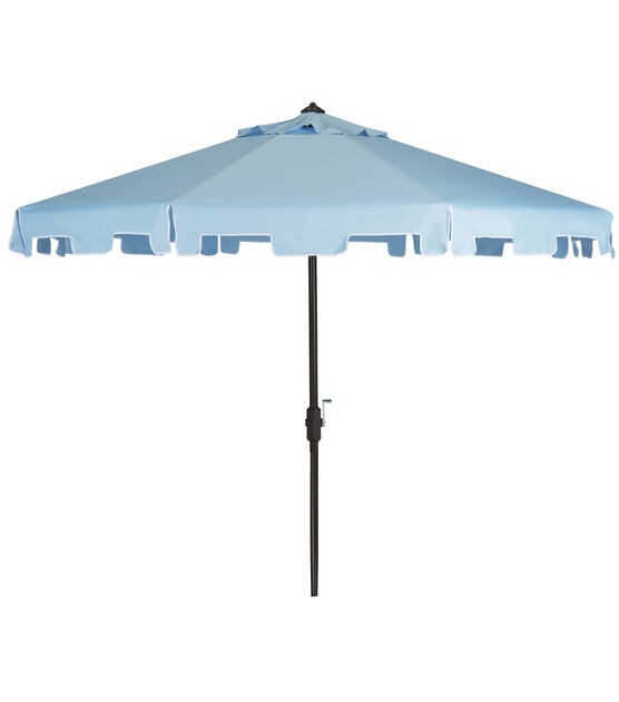 Safavieh 9' Zimmerman French Blue Crank Push Button Tilt Patio Umbrella