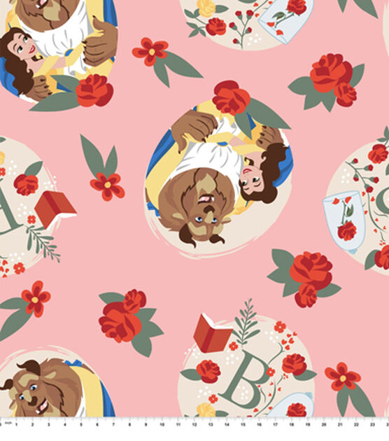 Beauty And The Beast Badges Fleece Fabric