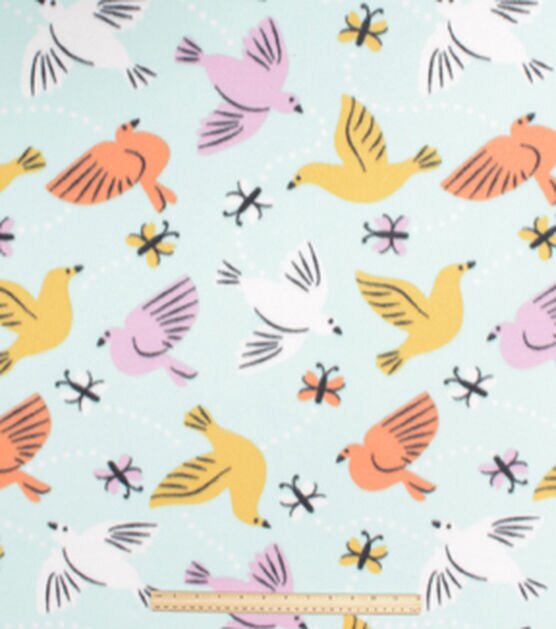 Pastel Bird Toss Blizzard Fleece Fabric, , hi-res, image 2