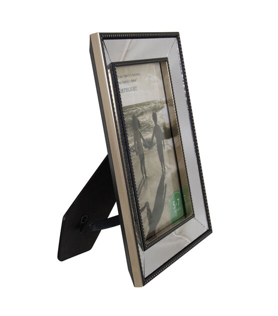 Northlight 5" x 7" Black & Silver Glass Mirror Picture Frame, , hi-res, image 3
