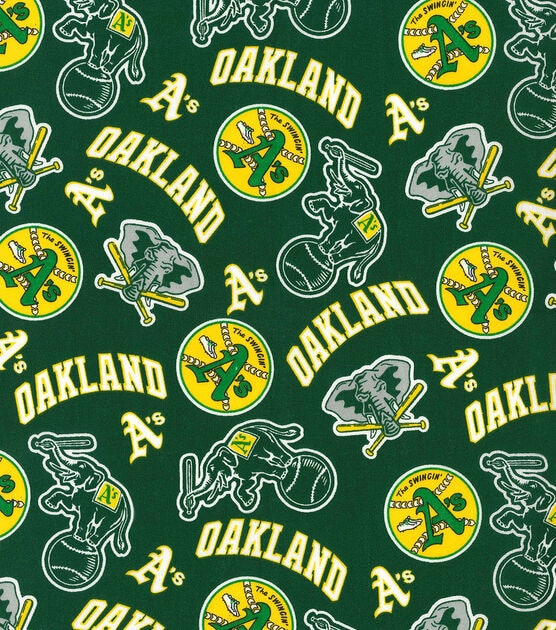 Fabric Traditions Oakland Athletics Cotton Fabric Green Cooperstown
