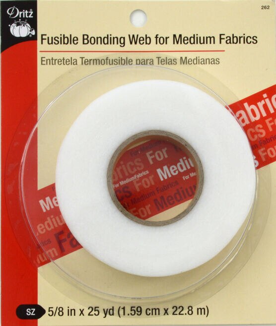 Dritz 5/8" Fusible Bonding Web for Medium Fabrics, White, 25 yd