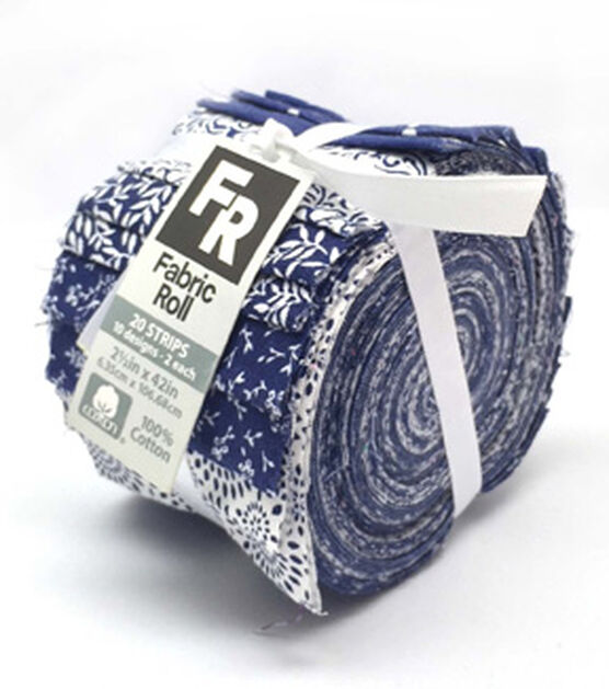 2.5" x 42" Navy & White Cotton Fabric Roll 20ct by Keepsake Calico