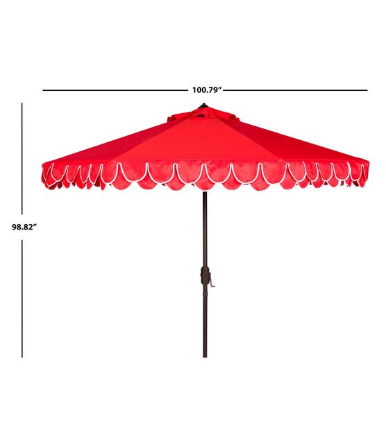 Safavieh 9' Elegant Red Valance Auto Tilt Patio Umbrella, , hi-res, image 5