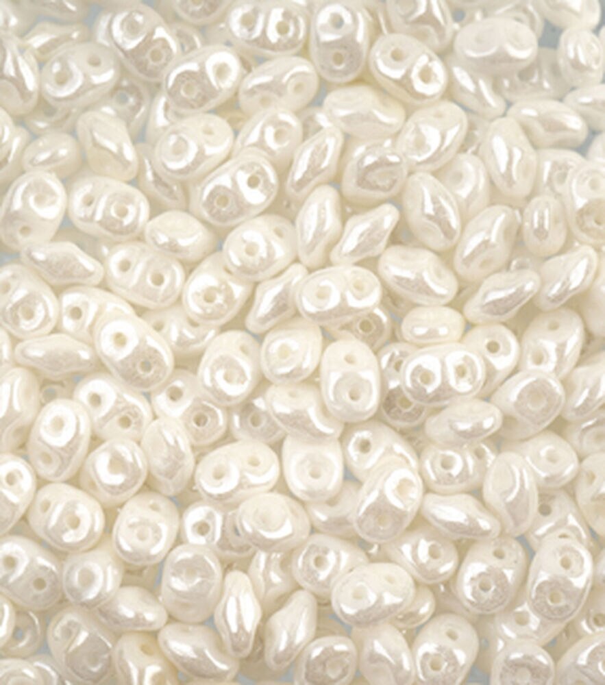 Czech Glass Superduo Beads 24G, White Luster, swatch, image 45