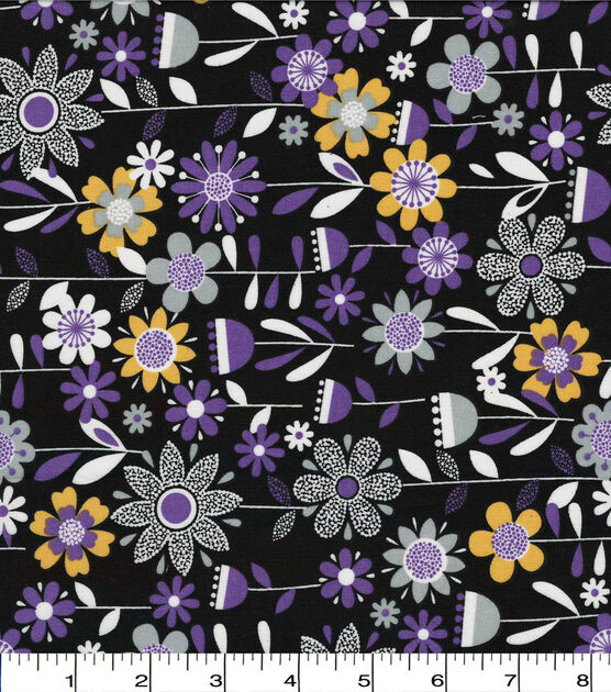 Bold Flowers on Black Quilt Cotton Fabric by Quilter's Showcase, , hi-res, image 2