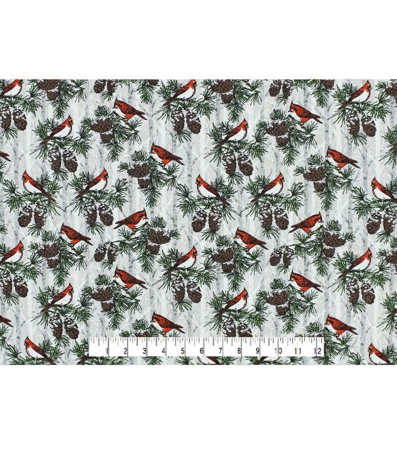 Cardinals & Pinecones on Gray Christmas Cotton Fabric, , hi-res, image 4