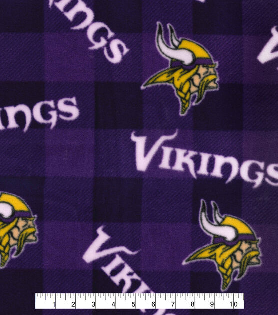 Fabric Traditions Minnesota Vikings Fleece Fabric Buffalo Check, , hi-res, image 2