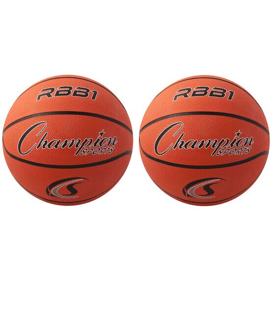 Champion Sports 29.5" Orange Rubber Basketballs 2pk