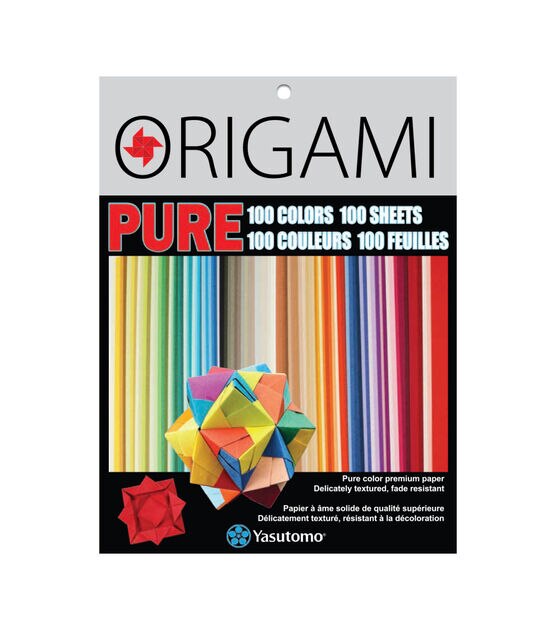 Yasutomo 100 Sheet PURE Assorted Color Origami Paper 3" x 3"
