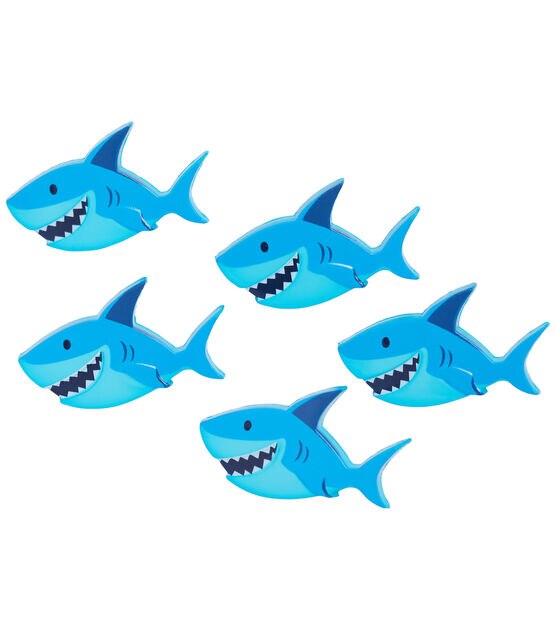 Flair Originals 1 1/4" Blue Shark Shank Buttons 5pc, , hi-res, image 3