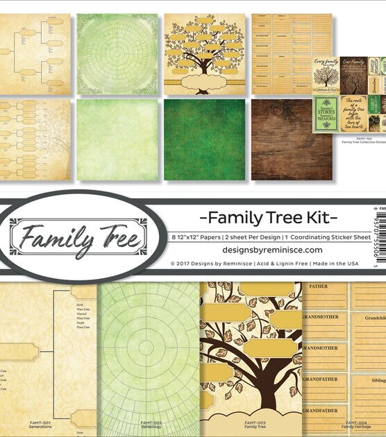 Reminisce Collection Kit 12"X12" Family Tree, 8 Papers & Stickers, , hi-res, image 2