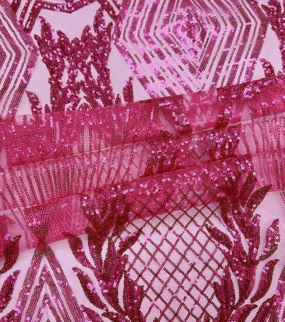 Tapestry Sequin Panel Pink Mesh Fabric, , hi-res, image 5