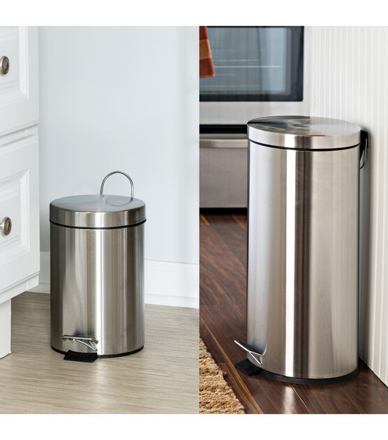Honey Can Do 2ct Silver Stainless Steel 30L & 3L Step Trash Cans, , hi-res, image 4