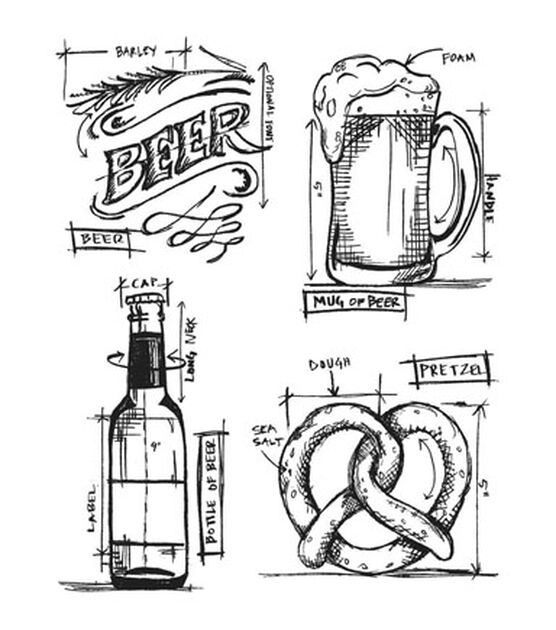 Stampers Anonymous Tim Holtz Cling Mount Rubber Stamp Beer Blueprint