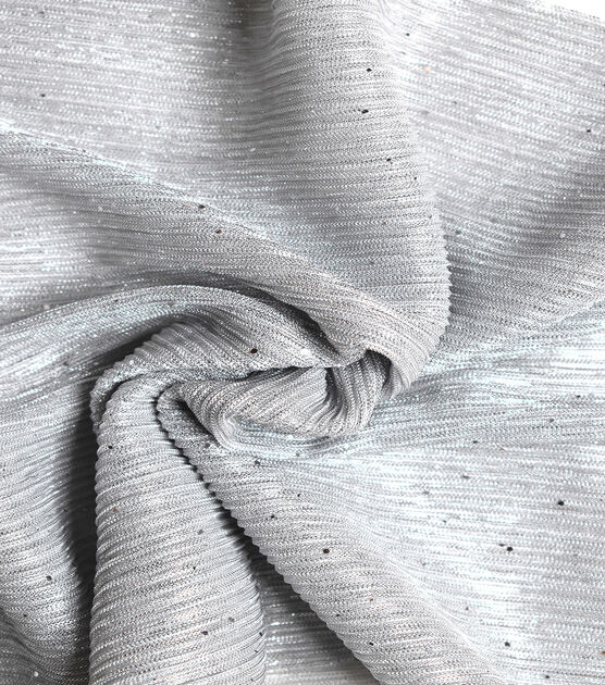 Silver Pleated Metallic Glitter Mesh Fabric by Sew Sweet
