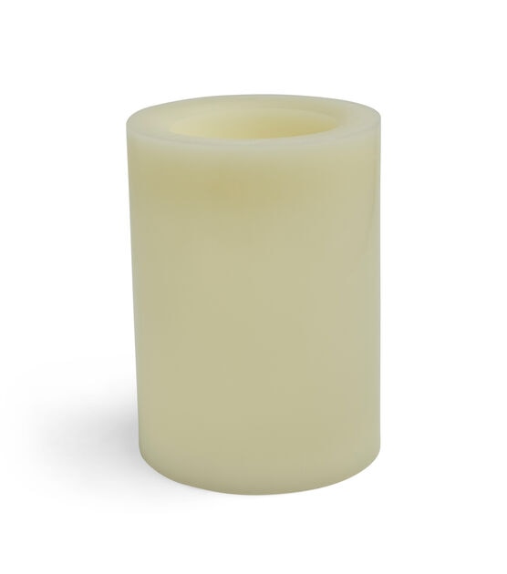 6" x 8" LED Cream Smooth Wax Pillar Candle by Hudson 43, , hi-res, image 3