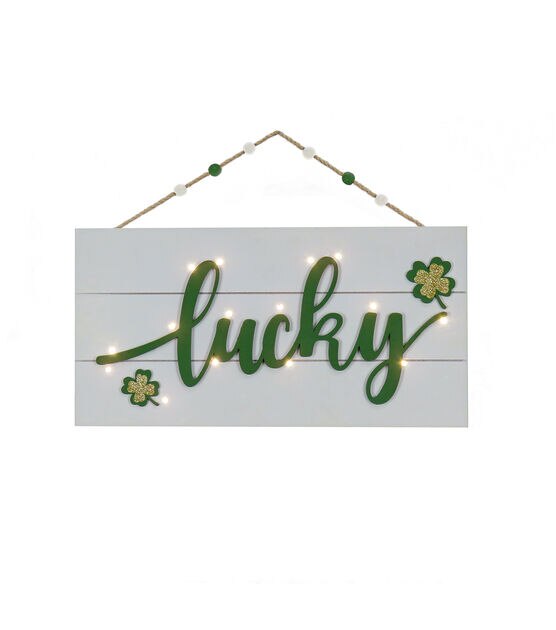 National Tree 16" St. Patrick’s Day Lucky Wall Sign with Lights